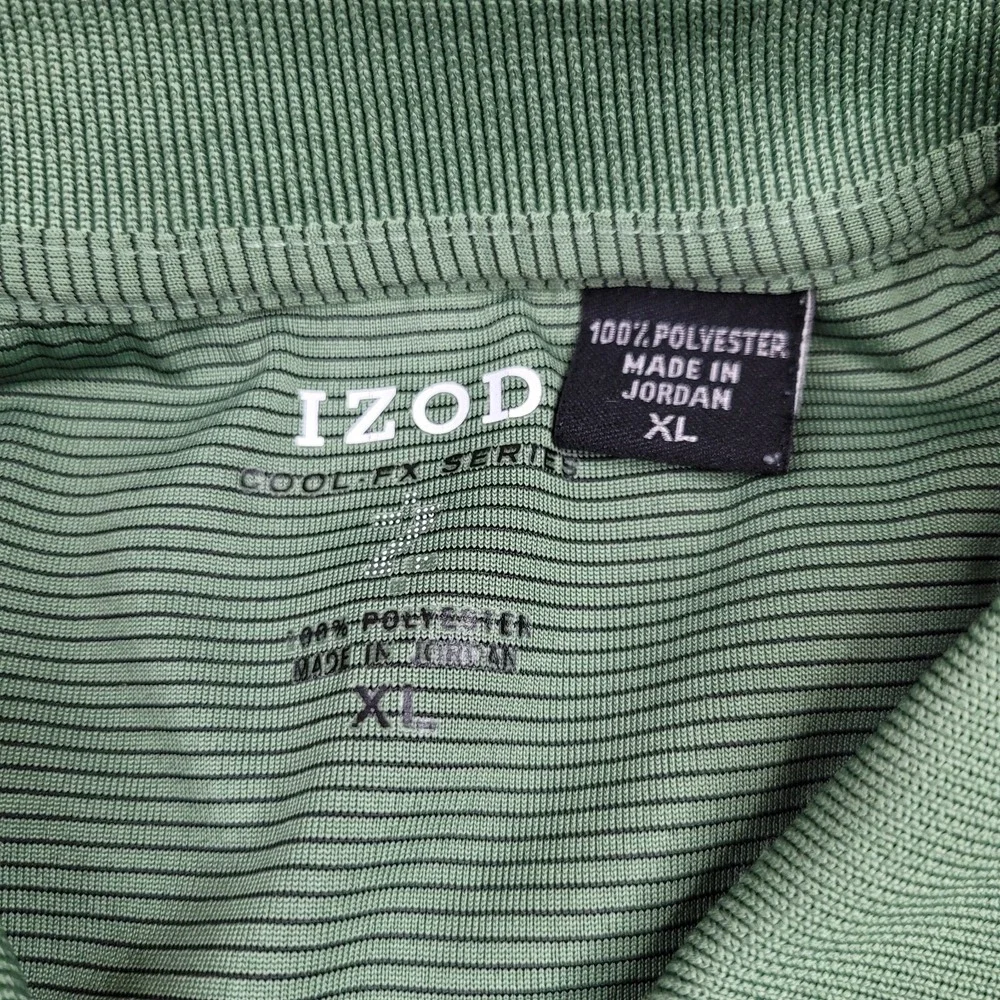 IZOD XFG Golf Polo Shirt Mens‎ XL Green Striped Short Sleeve Performance Stretch